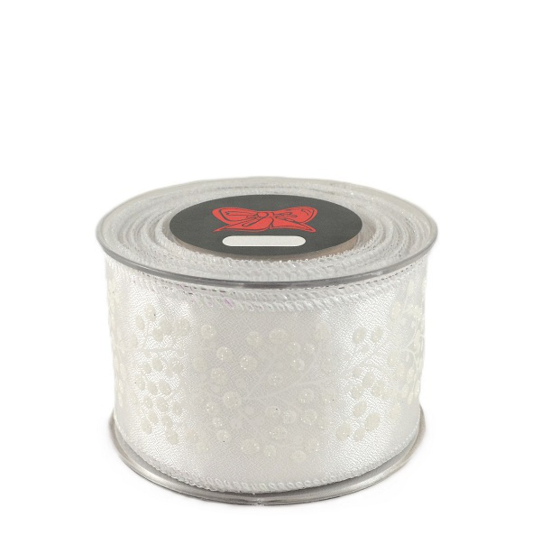 Ribbon 9mt, 55mm White Snowberry *ETA Nov image 0